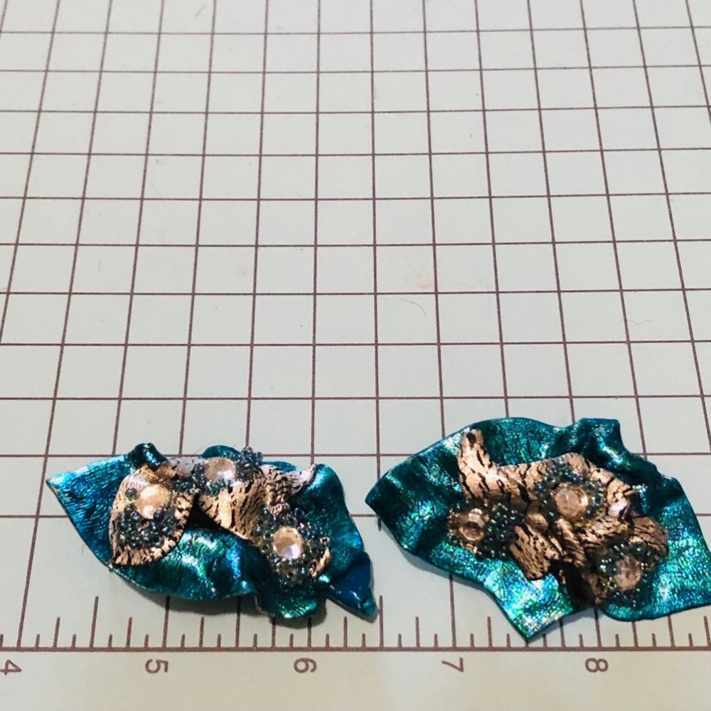Vintage Aqua Blue Silver Stud Earrings Mermaid Ocean - Picture 3 of 3